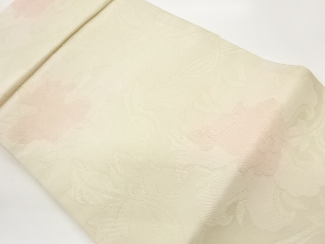  紗 牡丹唐草模様織出し名古屋帯